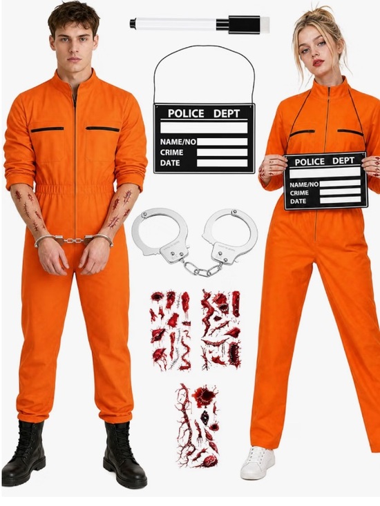 None Other - NWT, Prisoner Costume Unisex Orange Jumpsuit Jail Inmate Costume size M